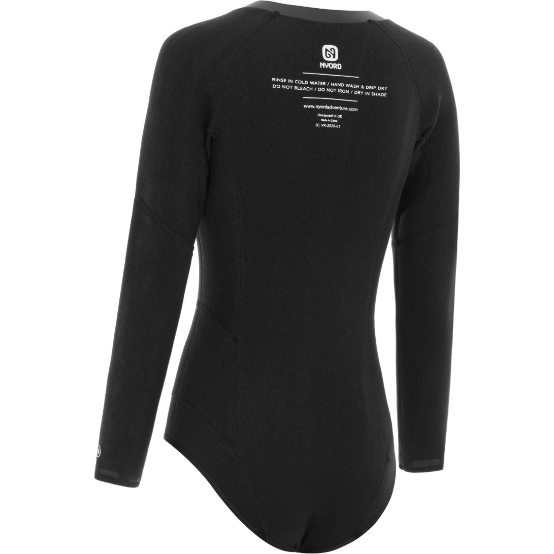 2026 Nyord Womens Solu Yulex 2/2mm Long Sleeve Front Zip Spring Shorty Wetsuit SOLWHL22001-BLK - Black